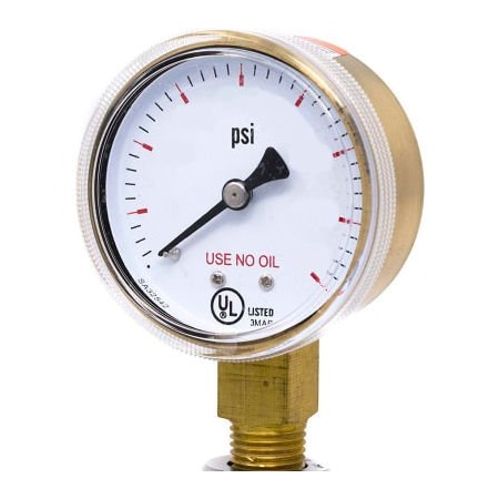 Engineered Specialty Products, Inc PIC Gauges 2" UNO Pressure Gauge, 1/4" NPT, Dry, 0/3000 PSI, Lower Mount, 501D-UNO-204P 501D-UNO-204P